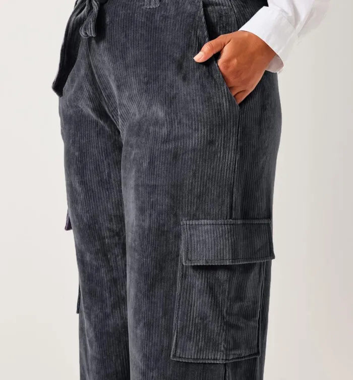 Women Corduroy Trousers 8211 Acier Moyen Promod Trousers Women Corduroy Trousers 8211 Acier Moyen Promod Trousers