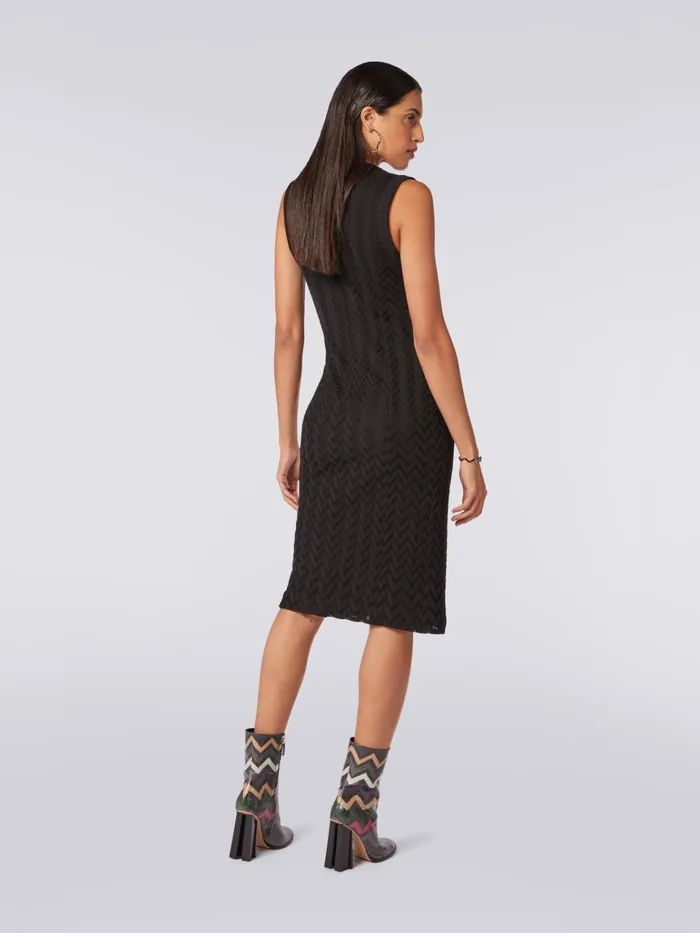 Women Cotton And Viscose Chevron VNeckline Midi Dress Black Missoni Dresses Women Cotton And Viscose Chevron VNeckline Midi Dress Black Missoni Dresses