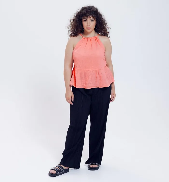 Women Cotton Gauze Top 8211 Coral Promod Tops
