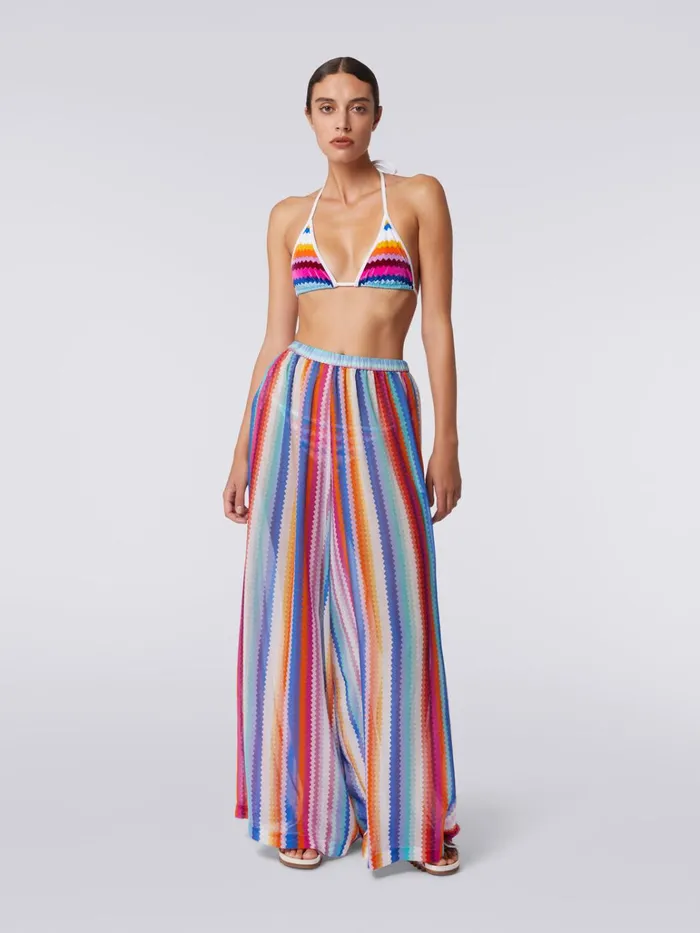 Women Cover Up Trousers In Zigzag Cotton And Silk Multicoloured Missoni Beachwear