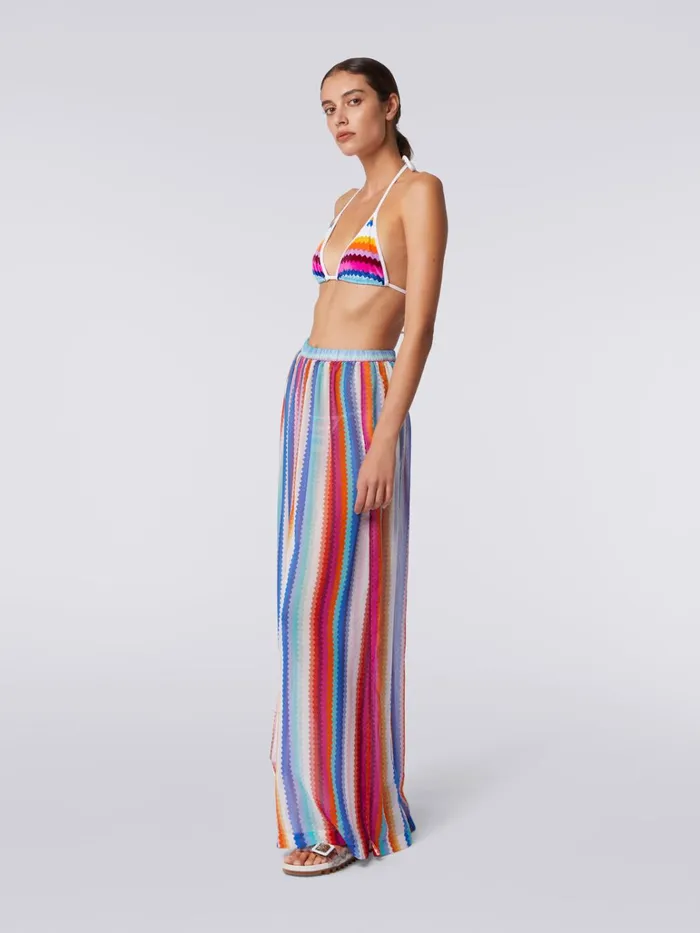 Women Cover Up Trousers In Zigzag Cotton And Silk Multicoloured Missoni Beachwear