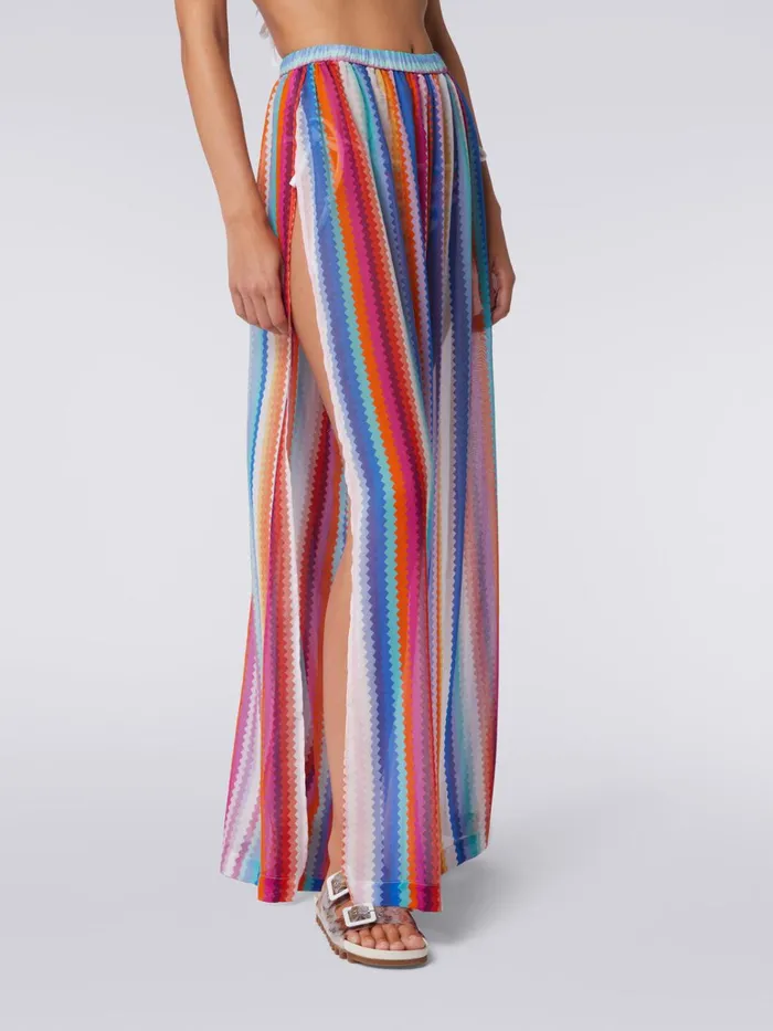 Women Cover Up Trousers In Zigzag Cotton And Silk Multicoloured Missoni Beachwear