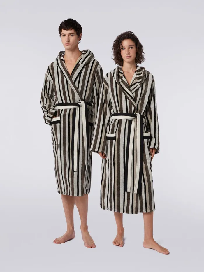 Women Craig Hooded Bathrobe Black and White Missoni Bathrobes