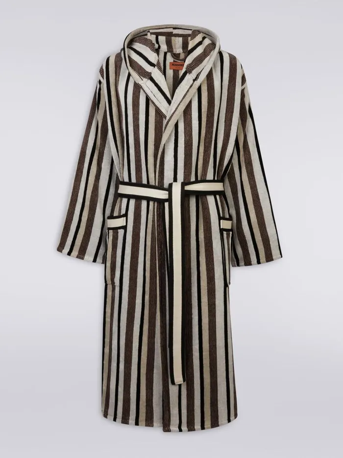 Women Craig Hooded Bathrobe Black and White Missoni Bathrobes Women Craig Hooded Bathrobe Black and White Missoni Bathrobes