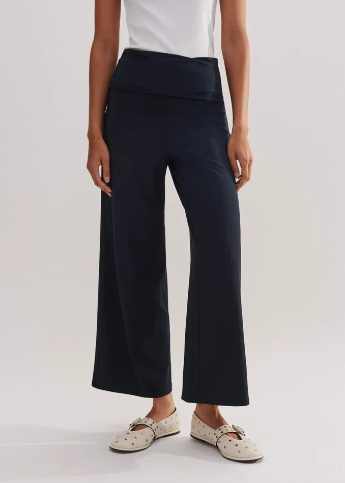 Women Crop Palazzo Pant Dark Navy MEEM