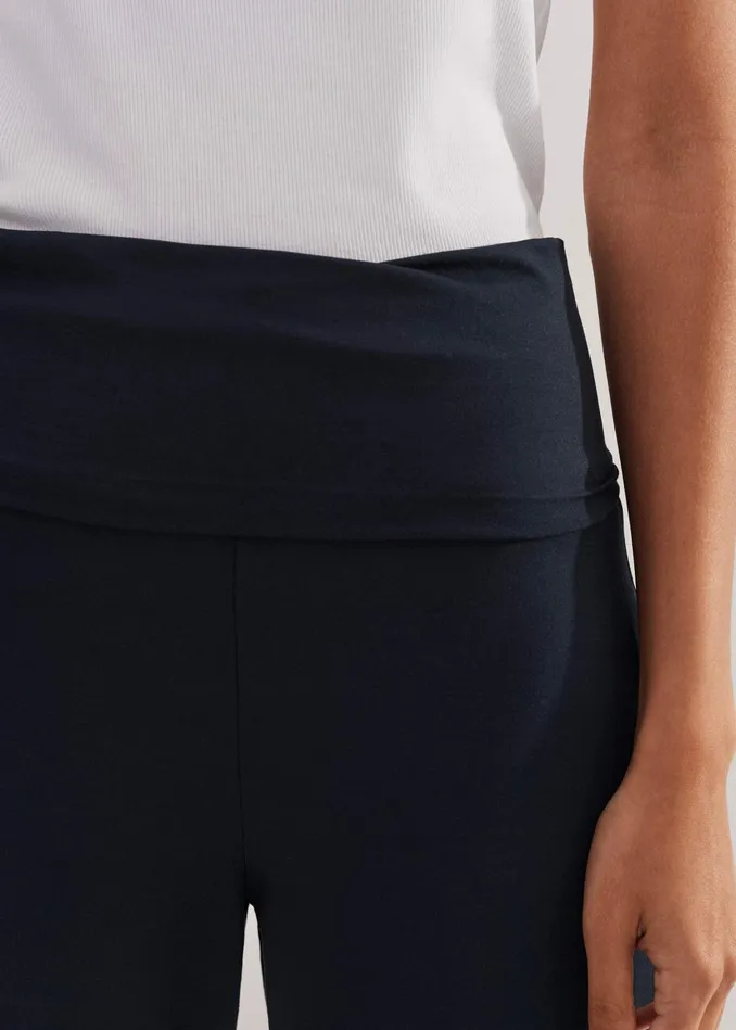 Women Crop Palazzo Pant Dark Navy MEEM
