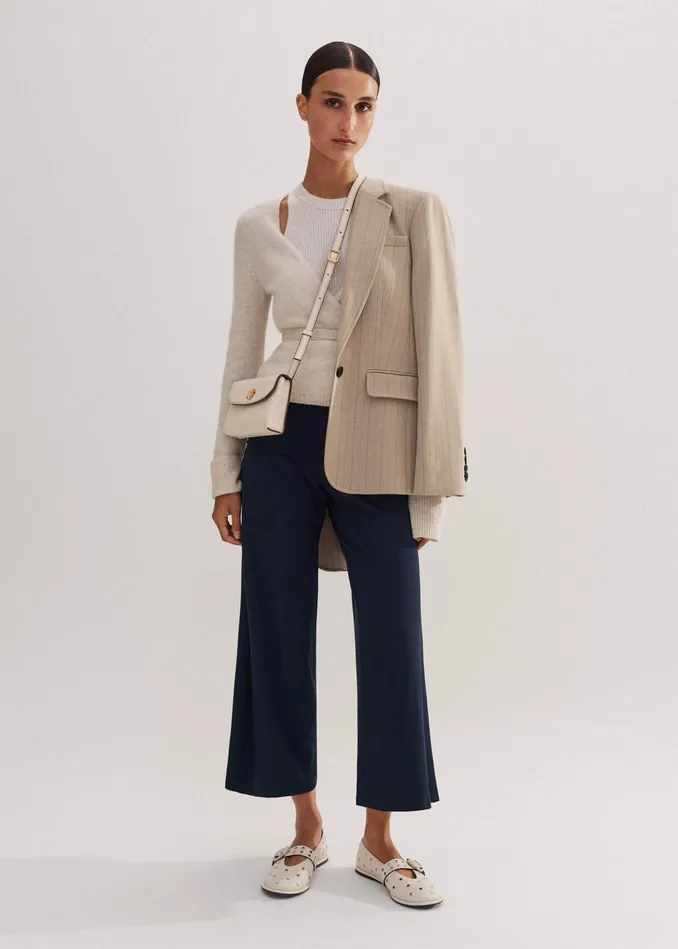 Women Crop Palazzo Pant Dark Navy MEEM