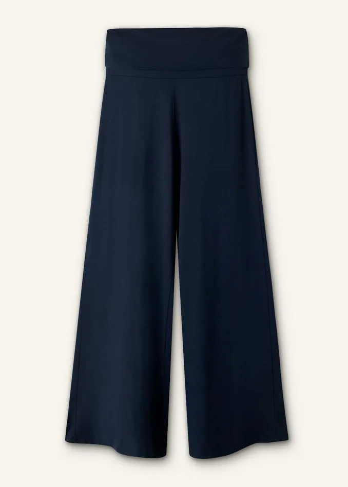 Women Crop Palazzo Pant Dark Navy MEEM