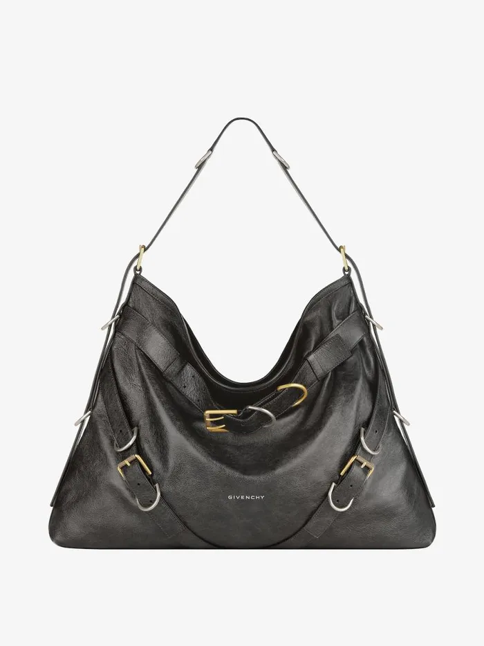 Women Crossbody Bags Givenchy Large Voyou Boyfriend Bag In Aged Leather Black