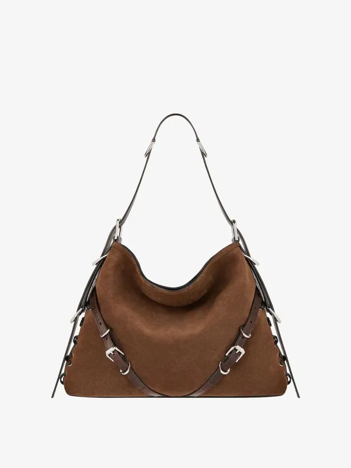 Women Crossbody Bags Givenchy Medium Voyou Boyfriend Bag In Corset Style Suede Walnut Brown