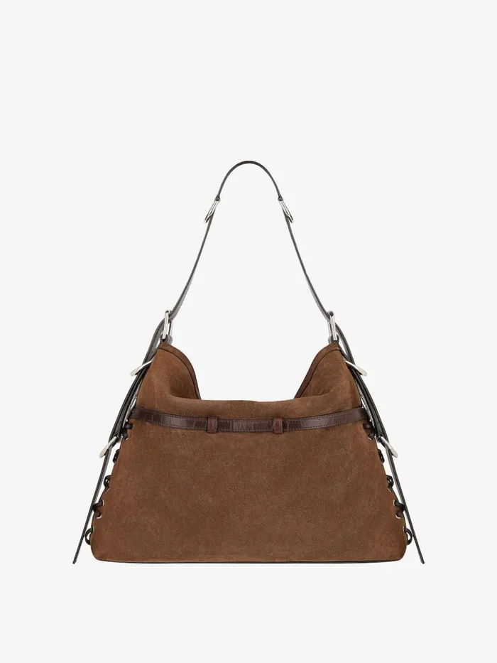 Women Crossbody Bags Givenchy Medium Voyou Boyfriend Bag In Corset Style Suede Walnut Brown