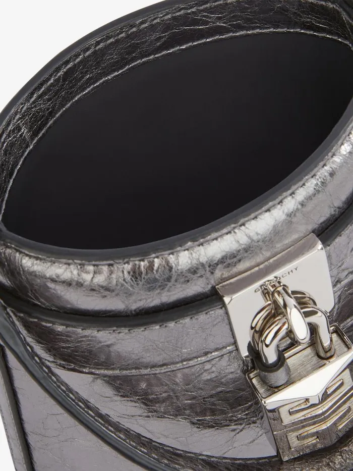Women Crossbody Bags Givenchy Micro Shark Lock Bucket Bag In Laminated Leather Silvery Grey Women Crossbody Bags Givenchy Micro Shark Lock Bucket Bag In Laminated Leather Silvery Grey