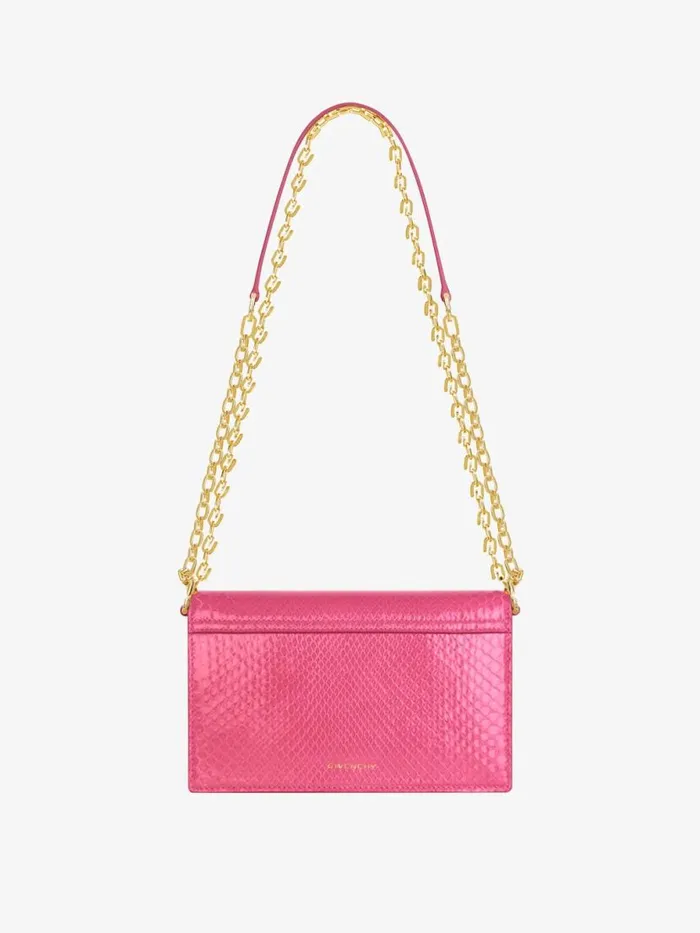 Women Crossbody Bags Givenchy Small 4G Bag In Python With Chain Neon Pink Women Crossbody Bags Givenchy Small 4G Bag In Python With Chain Neon Pink