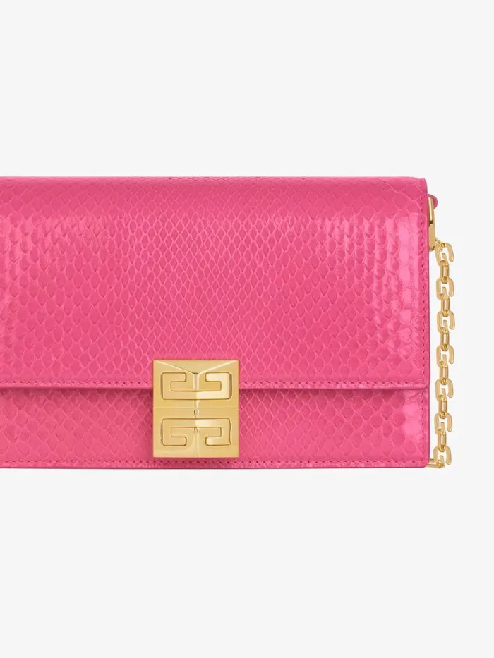 Women Crossbody Bags Givenchy Small 4G Bag In Python With Chain Neon Pink Women Crossbody Bags Givenchy Small 4G Bag In Python With Chain Neon Pink
