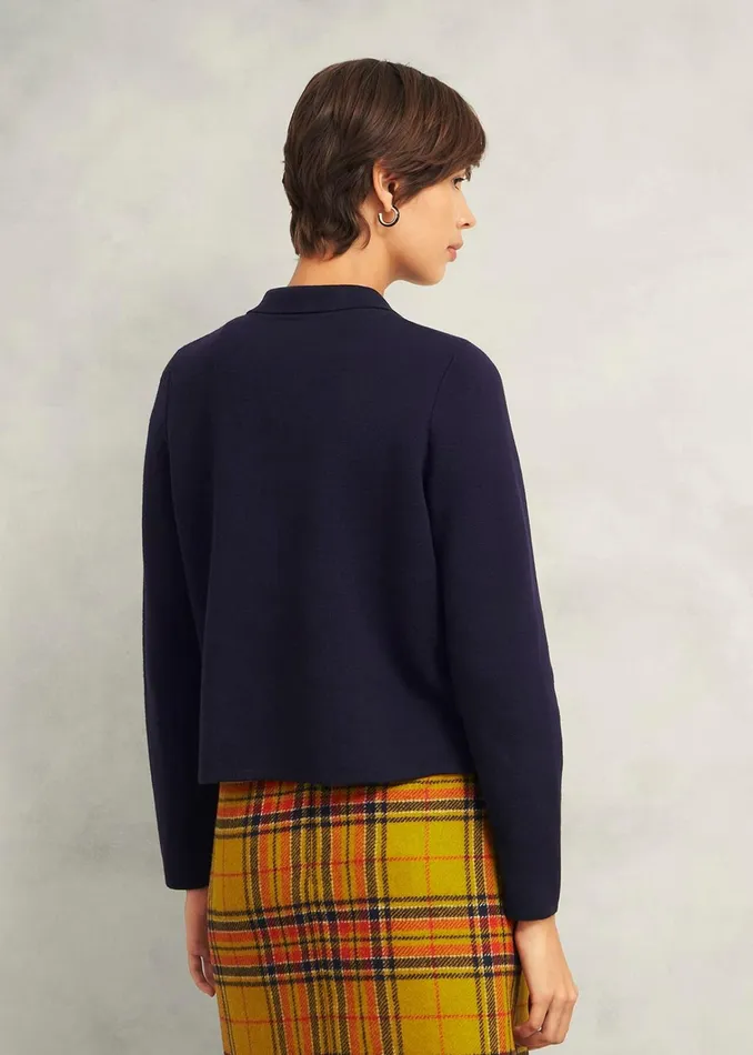 Women Daisy Cotton Wool Knitted Jacket Hobbs Navy Hobbs Jumpers and Cardigans