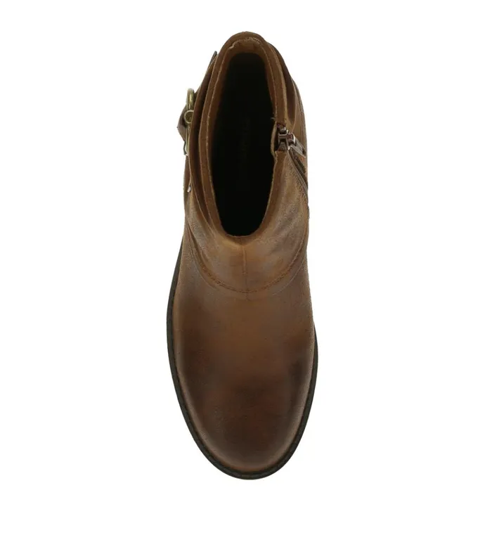 Women Deborah Block Heel Bootie Brush Brown Baretraps Booties