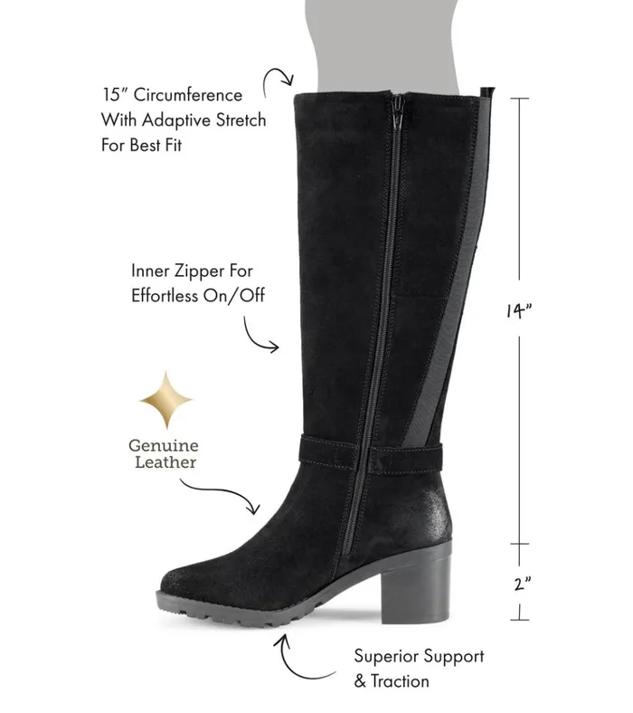 Women Della Tall Boot Black Suede Baretraps Knee High Boots