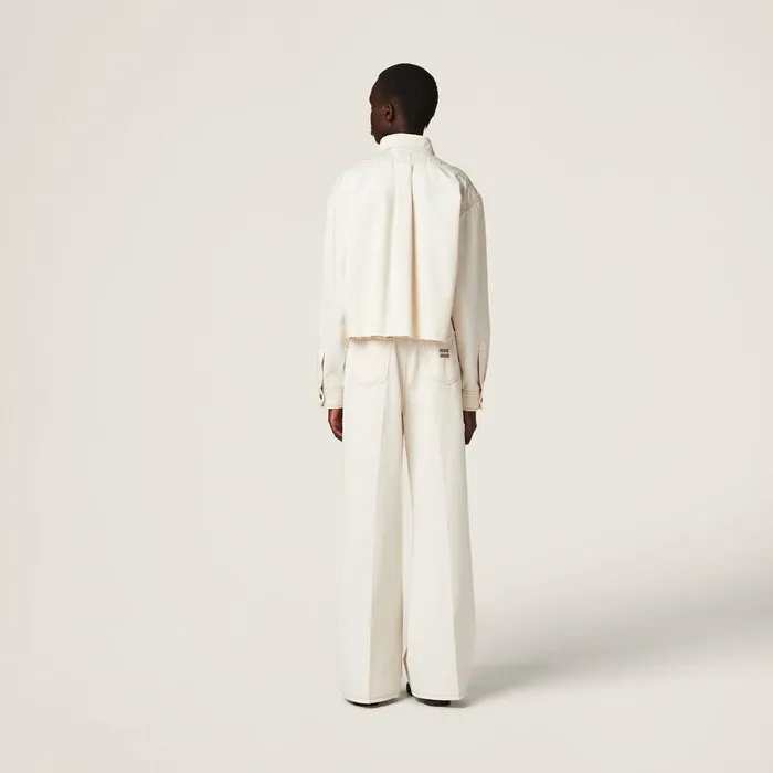 Women Denim Miu Miu Denim Blouson Jacket Natural Women Denim Miu Miu Denim Blouson Jacket Natural