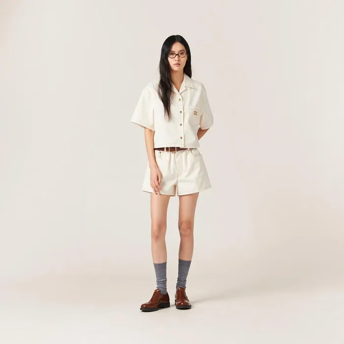 Women Denim Miu Miu Denim Shorts Natural Women Denim Miu Miu Denim Shorts Natural