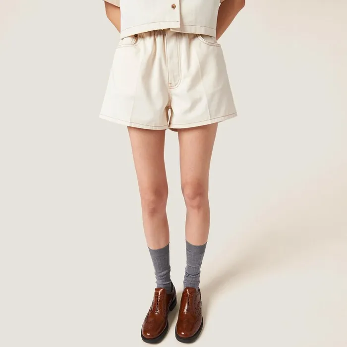 Women Denim Miu Miu Denim Shorts Natural Women Denim Miu Miu Denim Shorts Natural