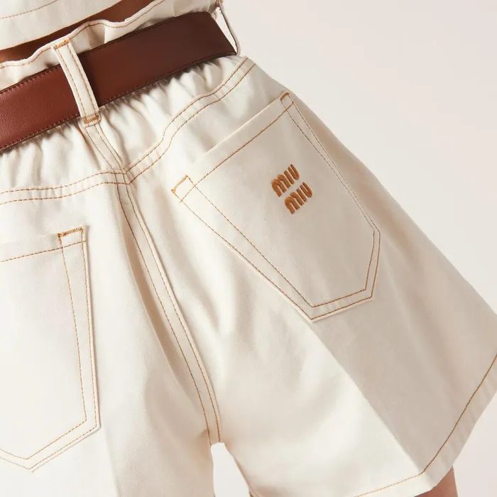 Women Denim Miu Miu Denim Shorts Natural Women Denim Miu Miu Denim Shorts Natural
