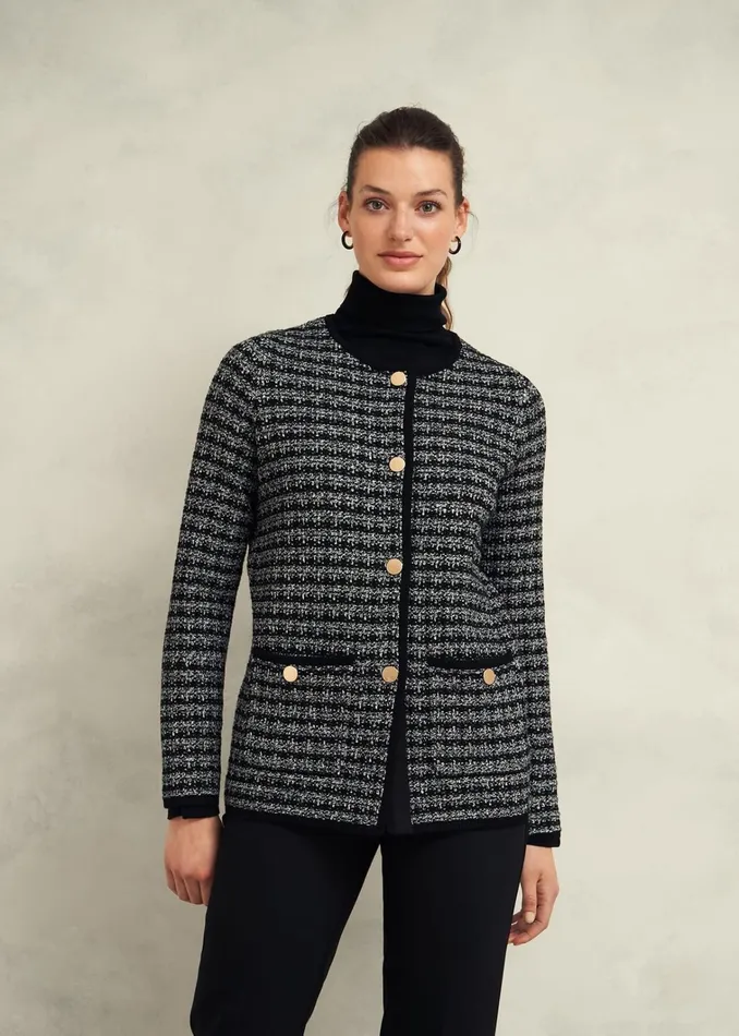 Women Dita Knitted Coatigan Black Ivory Hobbs Coats and Jackets