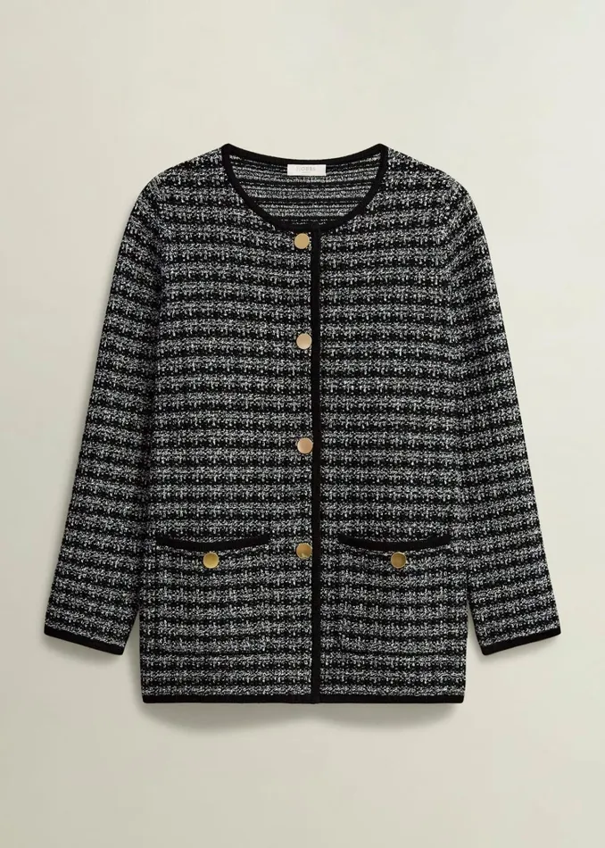 Women Dita Knitted Coatigan Black Ivory Hobbs Coats and Jackets