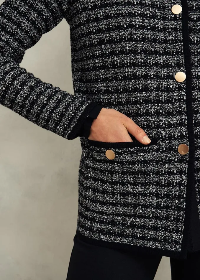 Women Dita Knitted Coatigan Black Ivory Hobbs Coats and Jackets