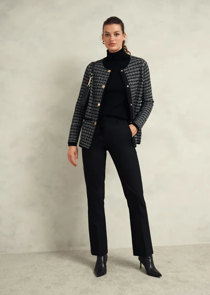 Women Dita Knitted Coatigan Black Ivory Hobbs Coats and Jackets