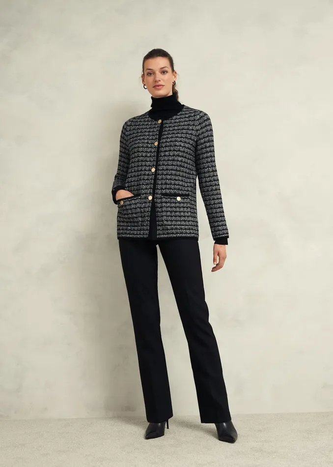 Women Dita Knitted Coatigan Black Ivory Hobbs Coats and Jackets