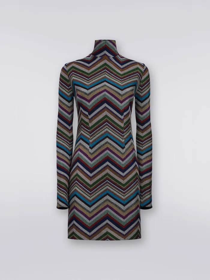 Women Dress In Zigzag Lam Wool And Viscose Blend Multicoloured Missoni Dresses