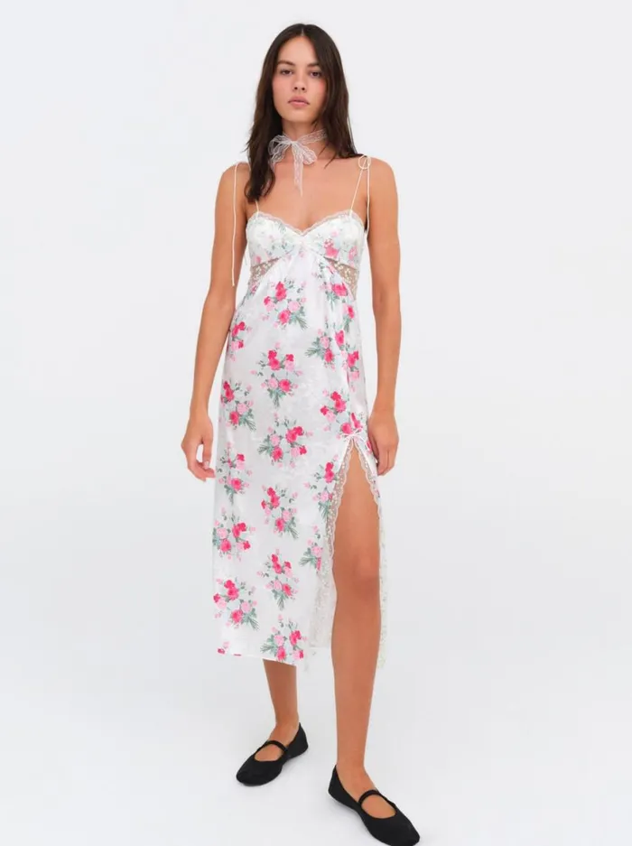 Women Dresses For Love and Lemons Babys Breath Midi Slip Dress White