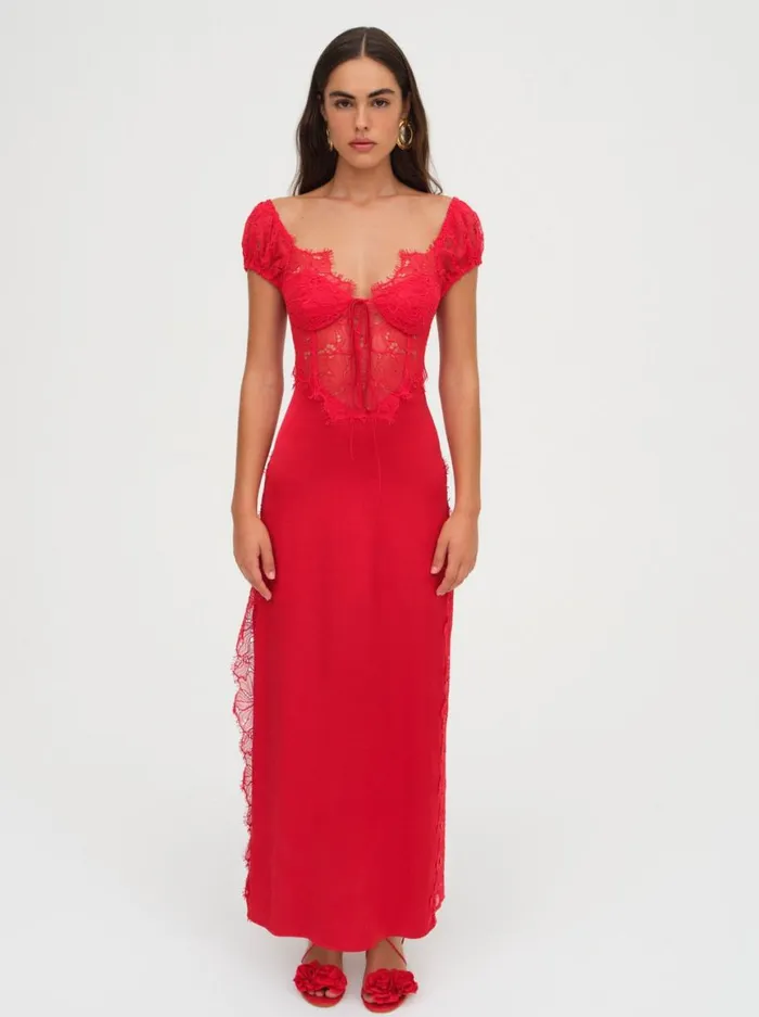 Women Dresses For Love and Lemons Casey Maxi Dress Red