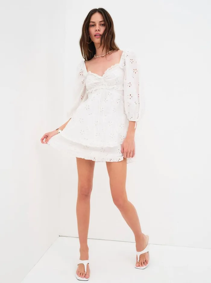 Women Dresses For Love and Lemons Fletcher Mini Dress White Women Dresses For Love and Lemons Fletcher Mini Dress White