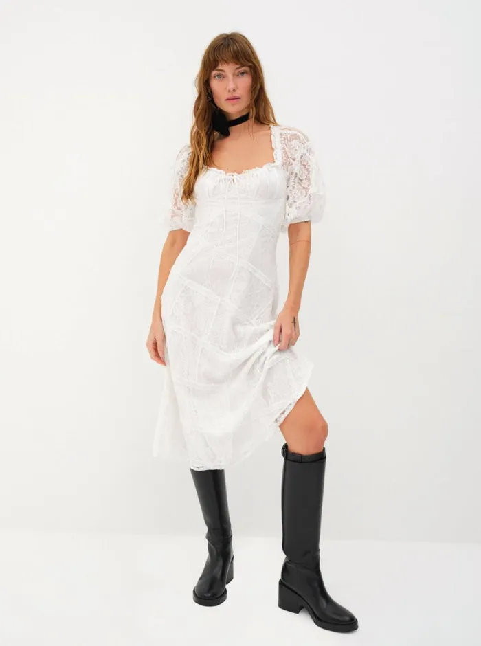 Women Dresses For Love and Lemons Lily Midi Dress White