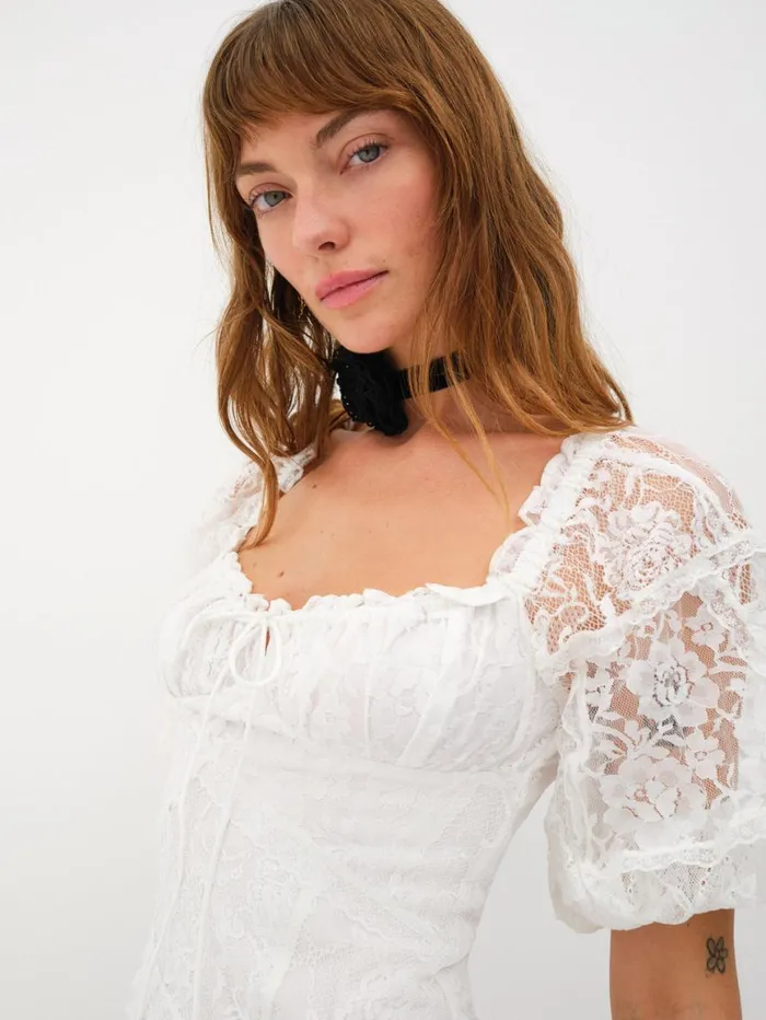 Women Dresses For Love and Lemons Lily Midi Dress White Women Dresses For Love and Lemons Lily Midi Dress White