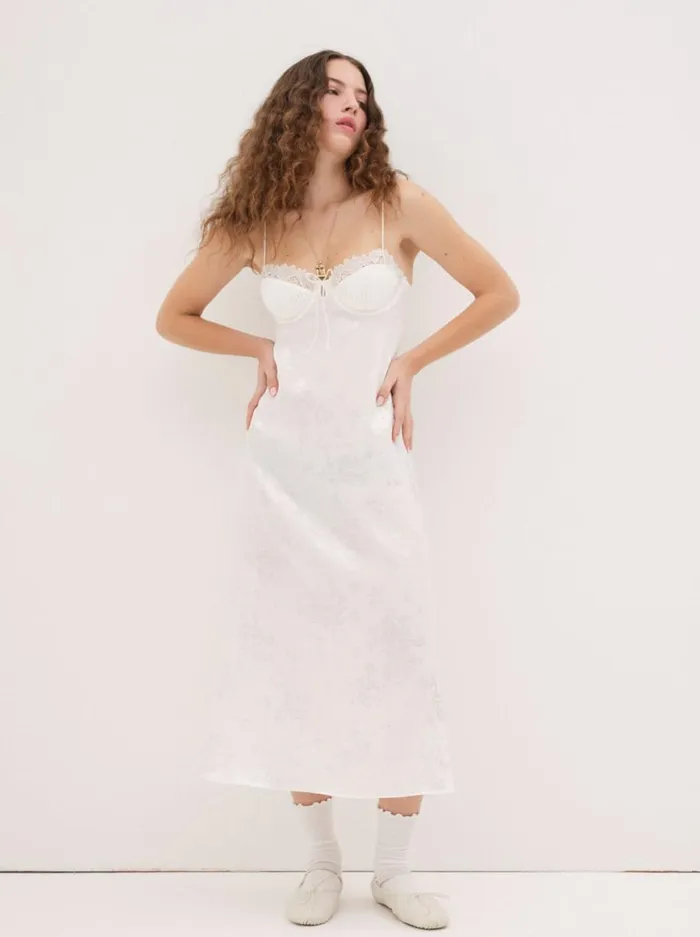 Women Dresses For Love and Lemons Lola Midi Slip Dress White