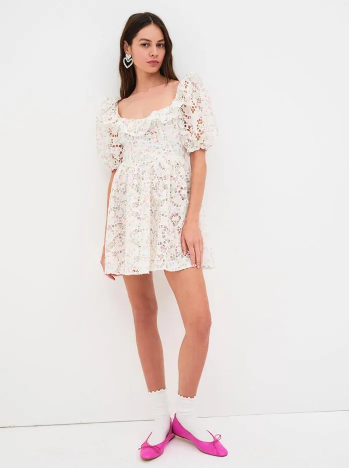 Women Dresses For Love and Lemons Magnolia Mini Dress White Women Dresses For Love and Lemons Magnolia Mini Dress White