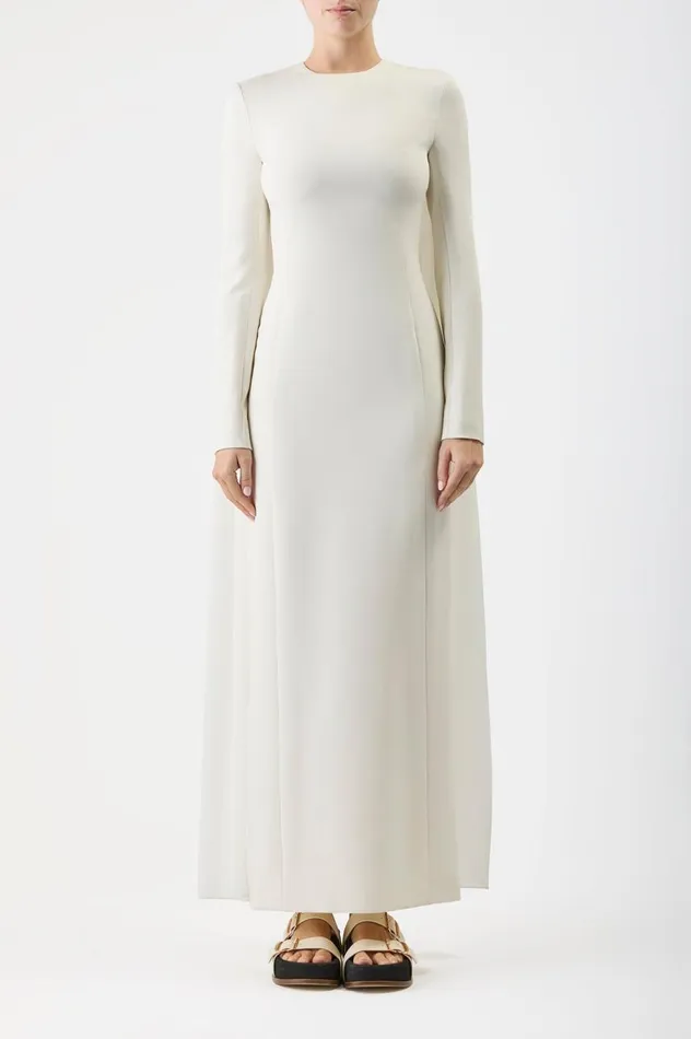 Women Dresses Gabriela Hearst Carlota Draped Gown In Ivory Silk Wool Cady