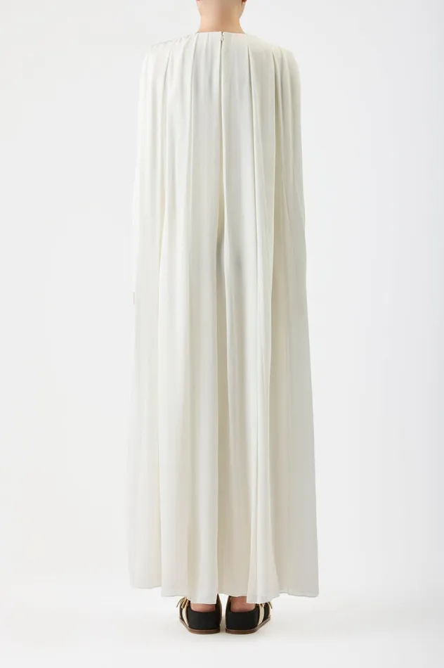 Women Dresses Gabriela Hearst Carlota Draped Gown In Ivory Silk Wool Cady