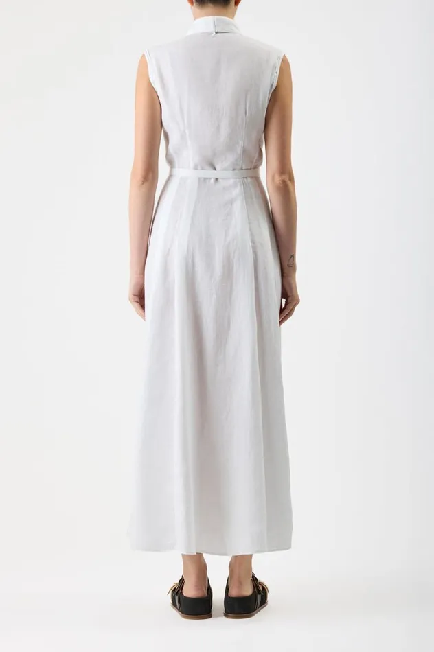 Women Dresses Gabriela Hearst Durand Pleated Shirtdress In White Aloe Linen