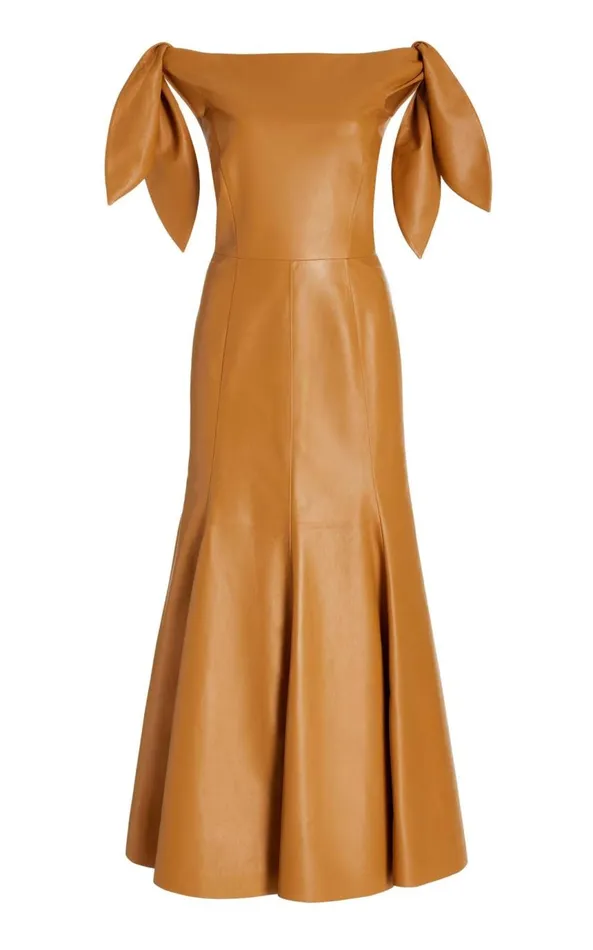 Women Dresses Gabriela Hearst Eda Dress In Cashew Nappa Leather