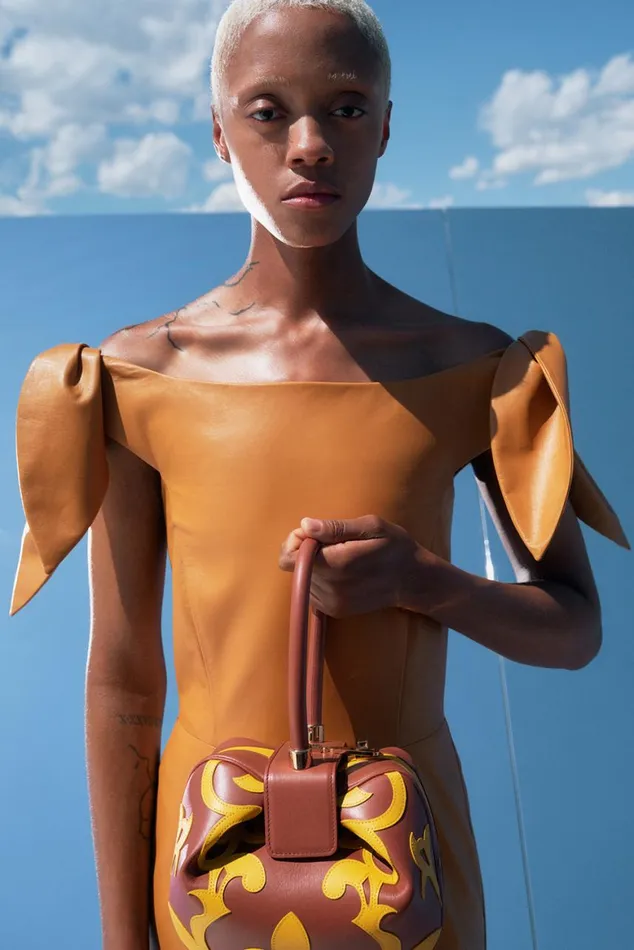 Women Dresses Gabriela Hearst Eda Dress In Cashew Nappa Leather