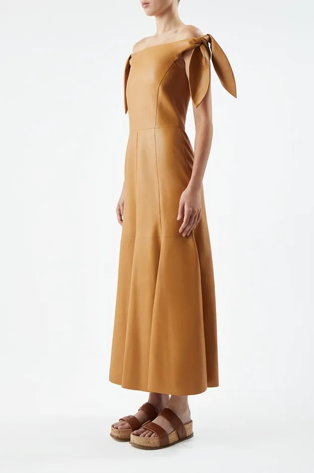 Women Dresses Gabriela Hearst Eda Dress In Cashew Nappa Leather