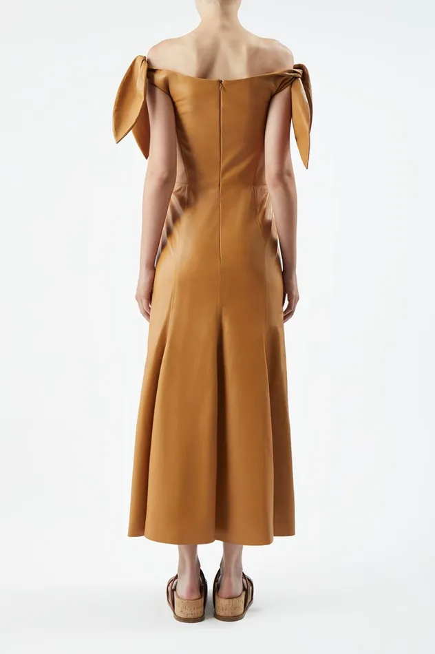 Women Dresses Gabriela Hearst Eda Dress In Cashew Nappa Leather
