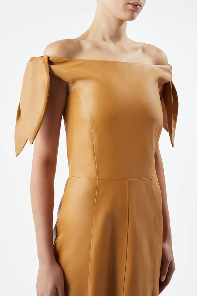Women Dresses Gabriela Hearst Eda Dress In Cashew Nappa Leather