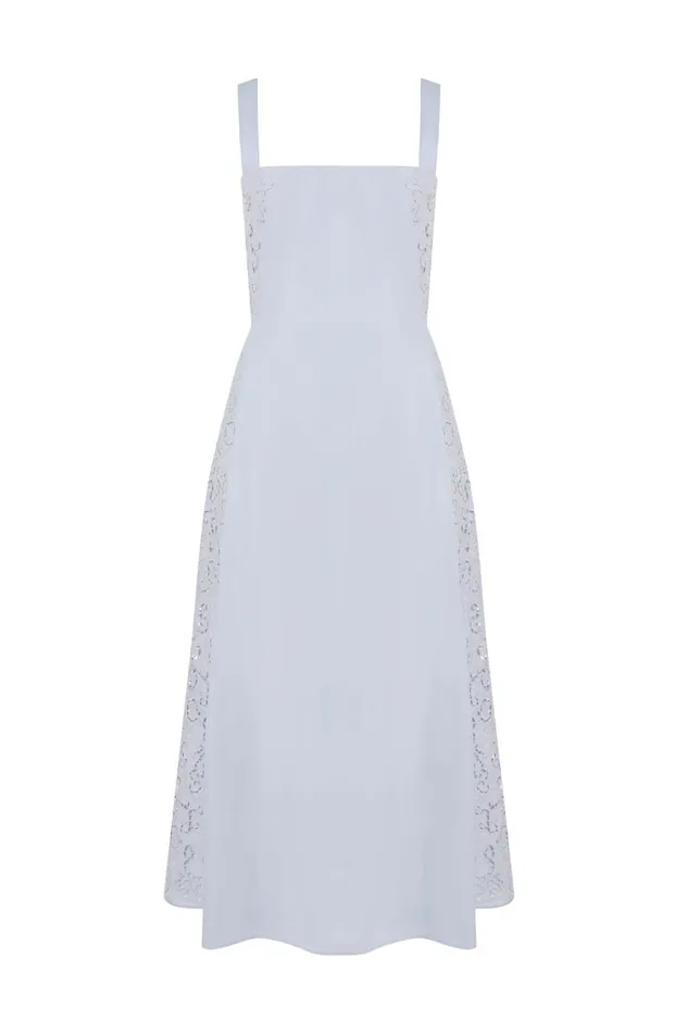 Women Dresses Gabriela Hearst Lenya Lace Dress In Light Blue Sea Island Cotton Poplin