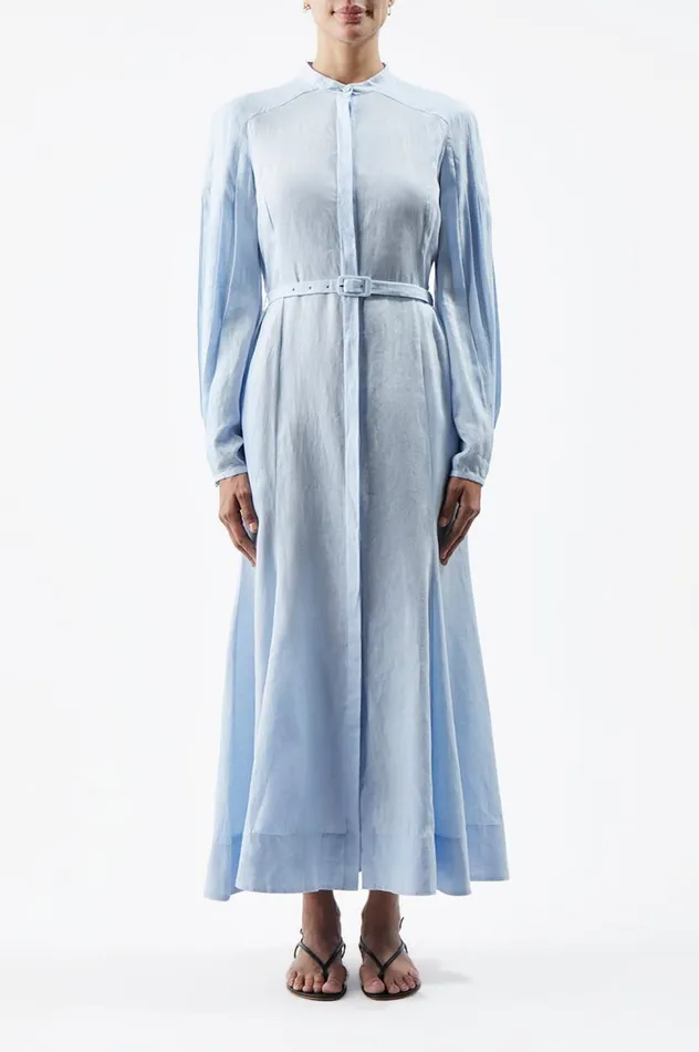Women Dresses Gabriela Hearst Lydia Dress With Slip In Light Blue Aloe Linen