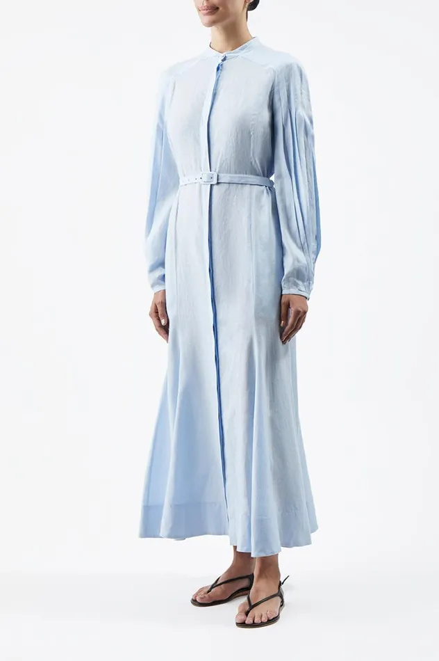 Women Dresses Gabriela Hearst Lydia Dress With Slip In Light Blue Aloe Linen