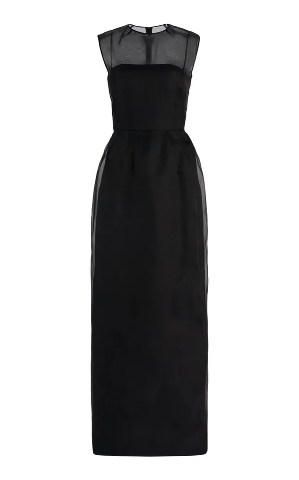 Women Dresses Gabriela Hearst Maslow Sheer Dress With Slip In Black Silk Organza
